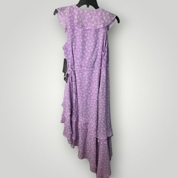 Lulus Lavender Floral Ruffle Wrap Maxi Dress Size Small - Picture 3 of 9
